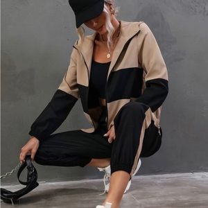 2 piece jogger set, pants and jacket with hood